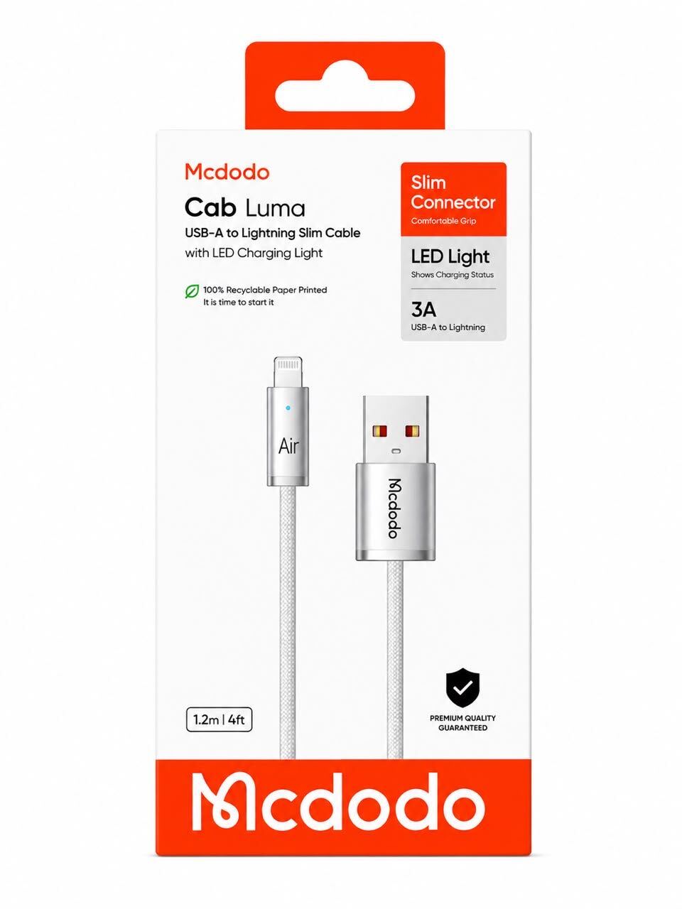 Mcdodo CA-122 Cab Luma 3A USB-A to Lightning Slim Cable 1.2M