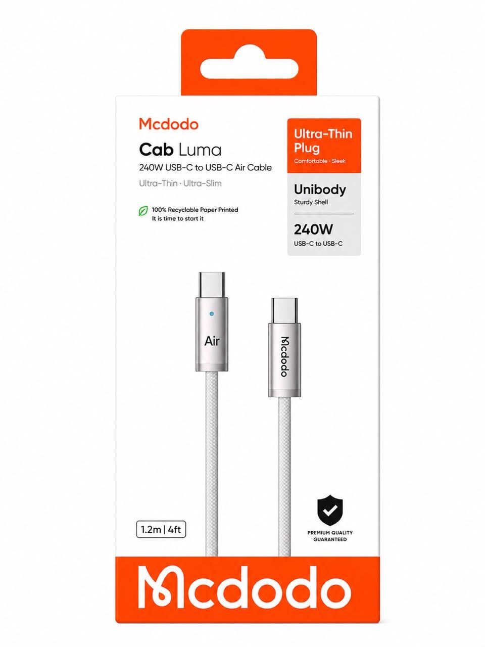 Mcdodo CA-708 Cab Luma 240W USB-C to USB-C Air Cable 1.2M