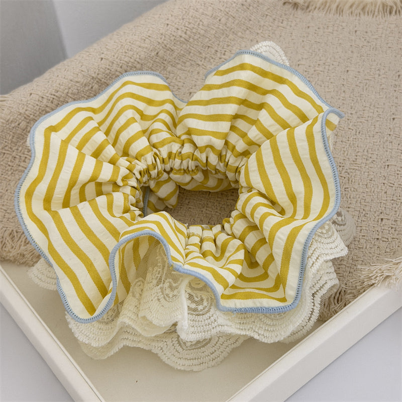 Multi Layer Lace Striped Scrunchie