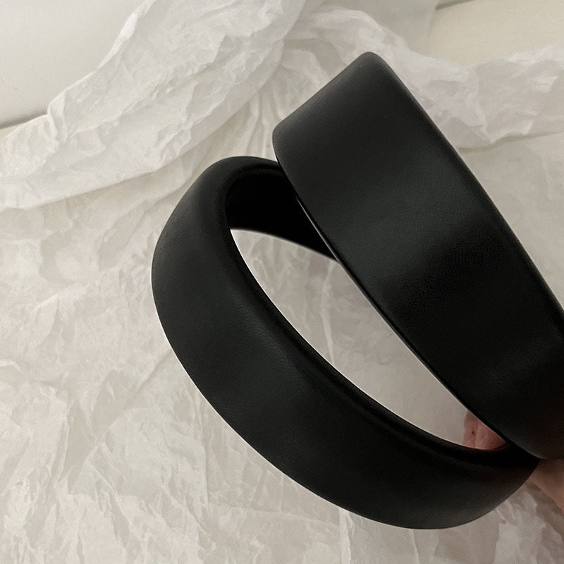 Black PU Leather Headband