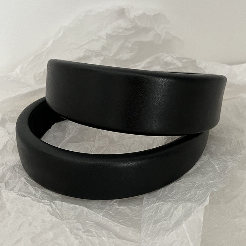 Black PU Leather Headband