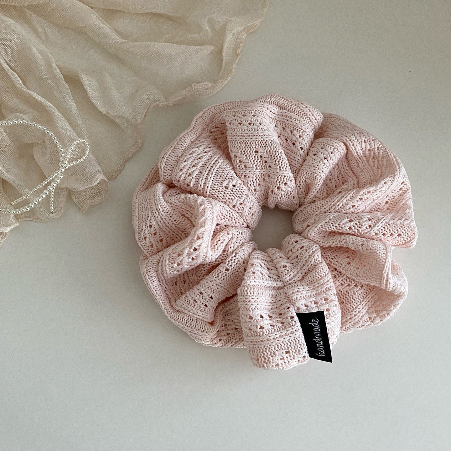 Pink Knitted Scrunchie