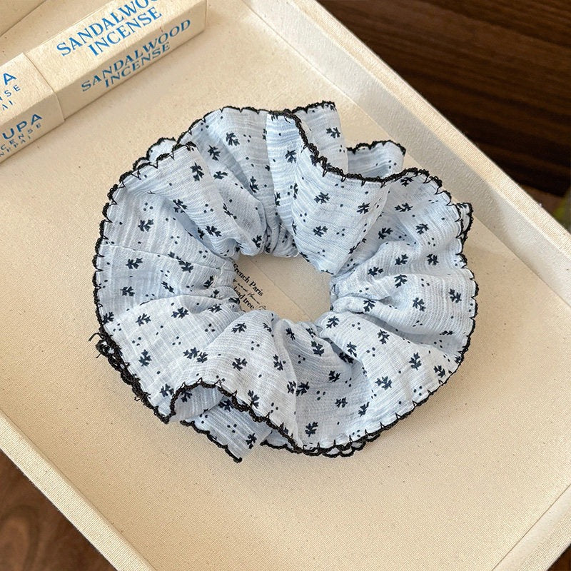 Sky Blue Small Floral Scrunchie