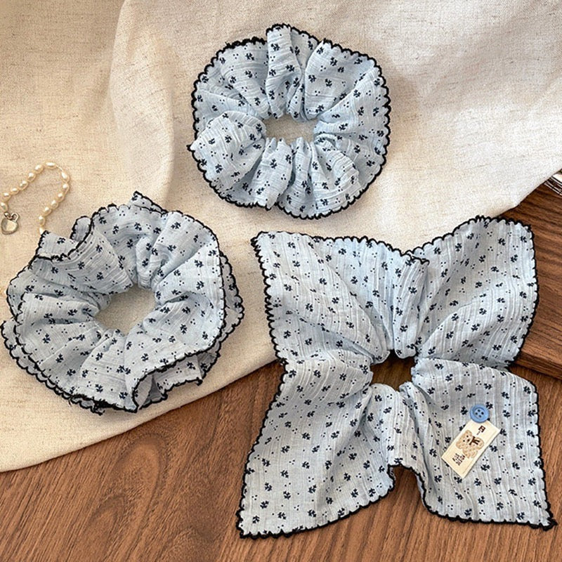 Sky Blue Small Floral Scrunchie