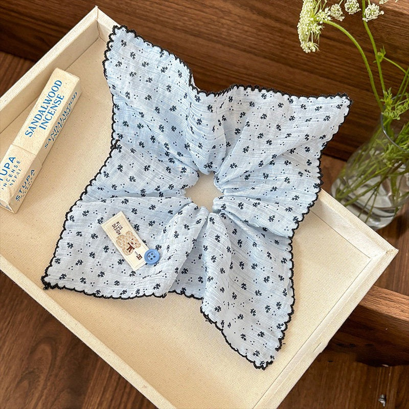 Sky Blue Small Floral Scrunchie