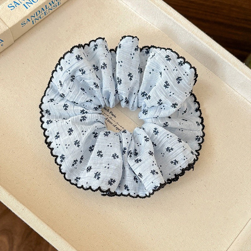 Sky Blue Small Floral Scrunchie