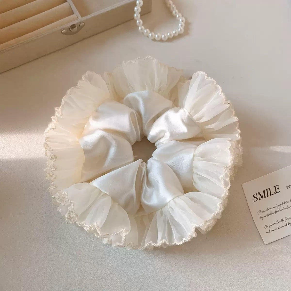 Purfle Sheer Satin Scrunchie
