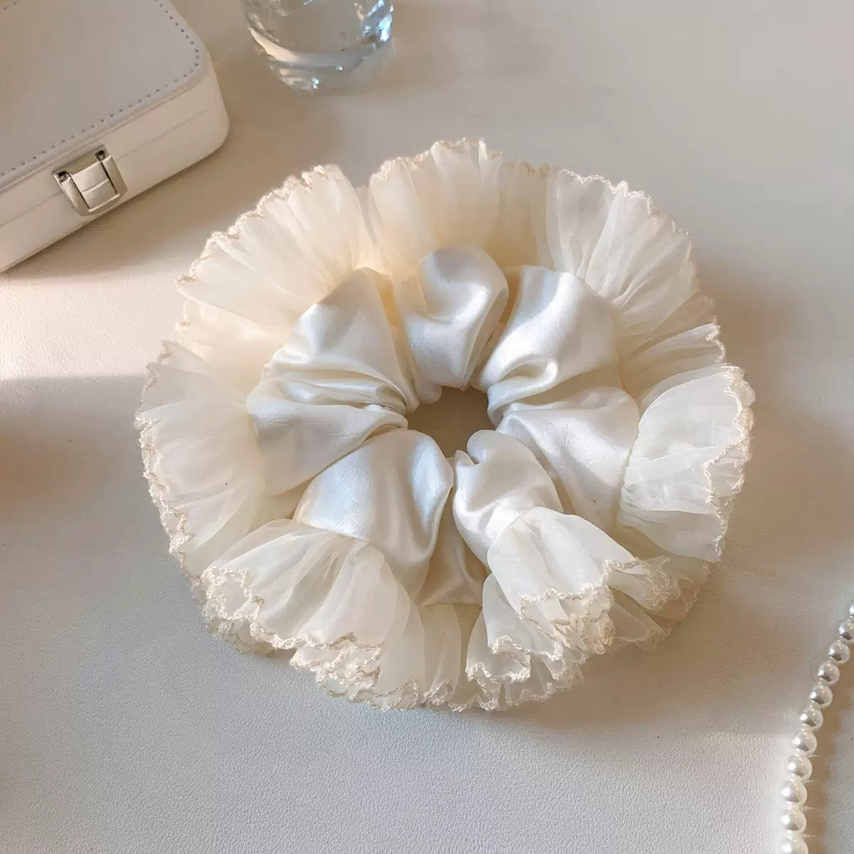 Purfle Sheer Satin Scrunchie