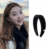 Black Velvet with Pearl Headband