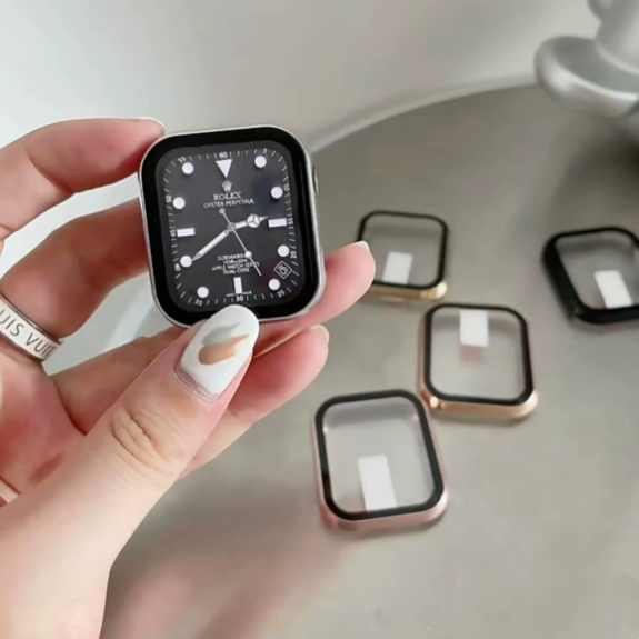 Aluminum Alloy Frame Tempered Glass Protective Case for Apple Watch
