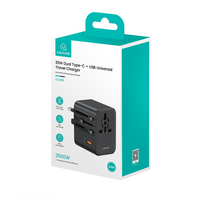 USAMS CC309 25W Dual Type-C +USB Universal Travel Charger