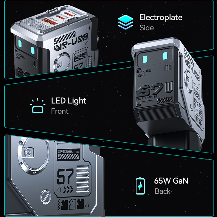 WEKOME WP-U08 Navigator Series 67W USB-A+C+C GaN Charger