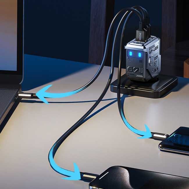 WEKOME WP-U08 Navigator Series 67W USB-A+C+C GaN Charger