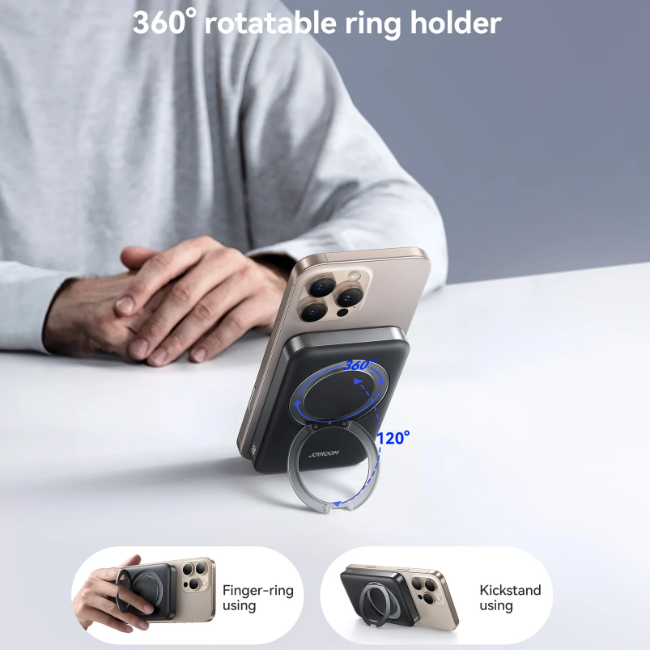 Joyroom JR-PBM12 22.5W Magnetic Wireless Power Bank with Ring Holder 10000mAh