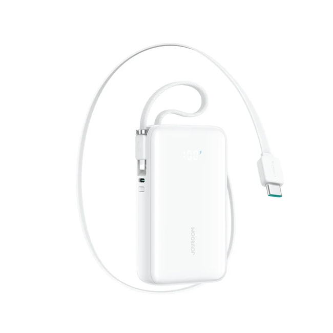 Joyroom JR-PR2 35W Mini Power Bank with Built-in Retractable Type C Cable&Carrying Type C Cable 10000mAh