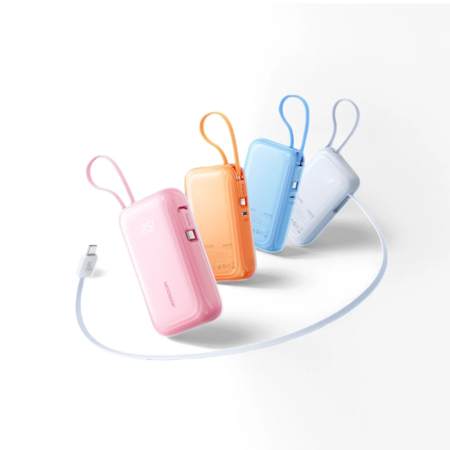 Joyroom JR-PR2 35W Mini Power Bank with Built-in Retractable Type C Cable&Carrying Type C Cable 10000mAh