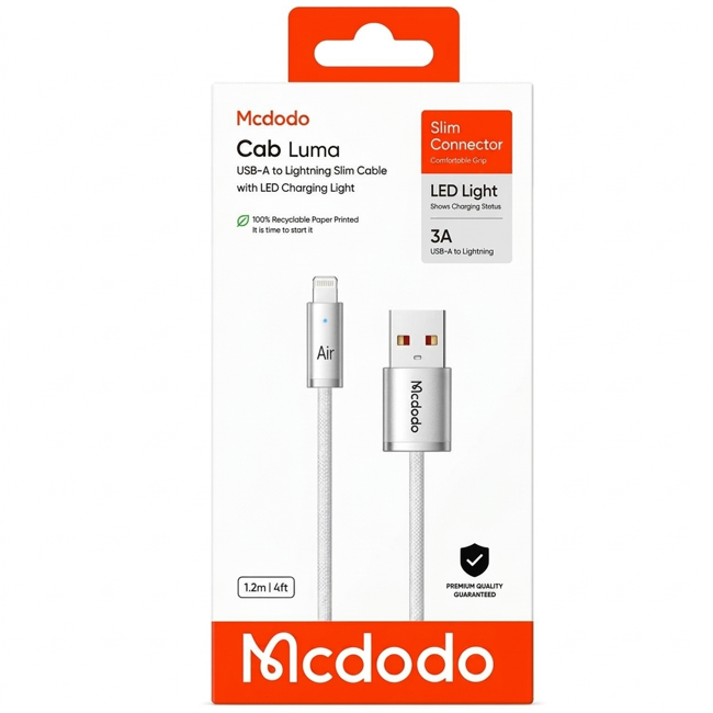 Mcdodo CA-122 Cab Luma 3A USB-A to Lightning Slim Cable 1.2M
