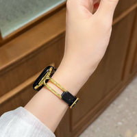 Metal Link Leather Band for Apple Watch