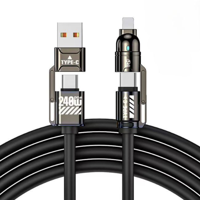 240W 4 in 1 Multi-Function Super Fast Charging Data Cable 1M