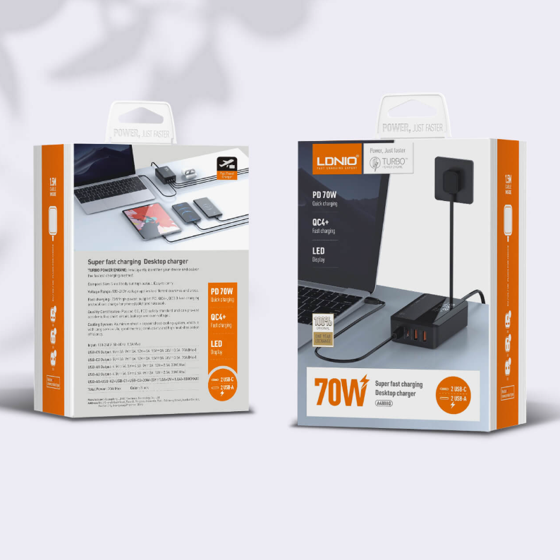 LDNIO A4808Q 70W Super Fast Charging Desktop Charger