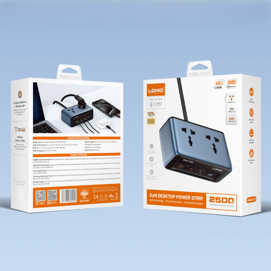 LDNIO SC1 45W PD adapter Universal Socket Power Strip