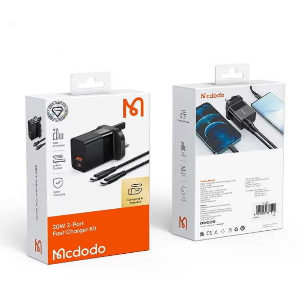 Mcdodo CH-1303 20W 2-Port Fast Charger Kit with USB-C Data Cable