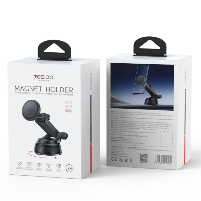 Yesido C276 360 Rotating Magnetic Car Phone Holder - Suction Cup