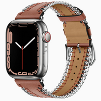 Hand-stitched Genuine Leather Chain Band for Apple Watch