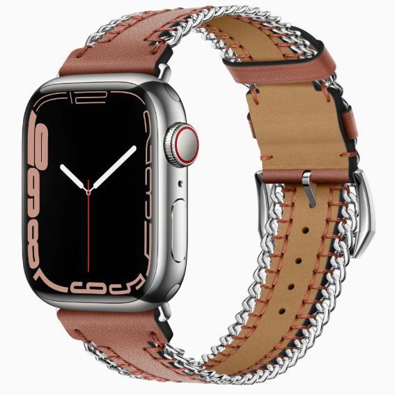 Hand-stitched Genuine Leather Chain Band for Apple Watch