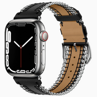 Hand-stitched Genuine Leather Chain Band for Apple Watch