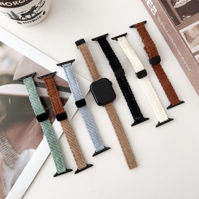 Magnetic Folding Buckle Plush Knitted Band for Apple Watch