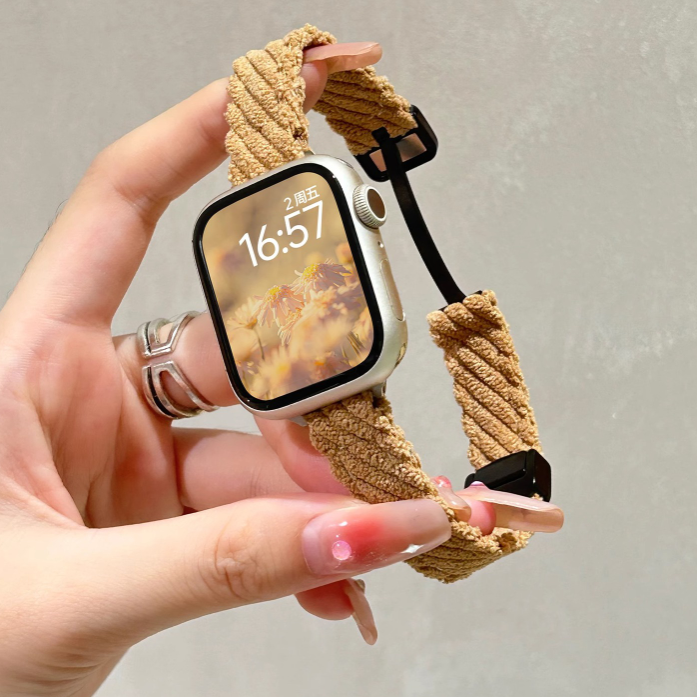Magnetic Folding Buckle Plush Knitted Band for Apple Watch