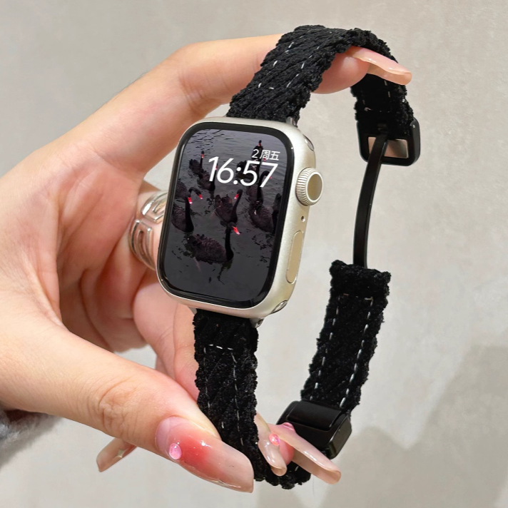 Magnetic Folding Buckle Plush Knitted Band for Apple Watch