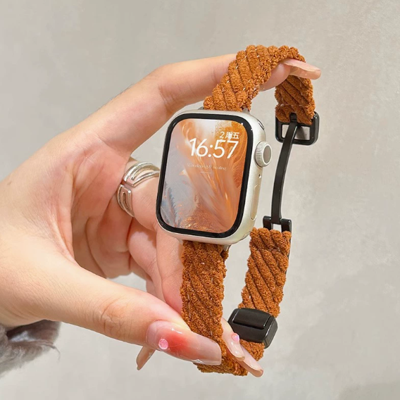 Magnetic Folding Buckle Plush Knitted Band for Apple Watch