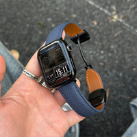 Magnetic Buckle Pebbled Genuine Leather Band for Apple Watch