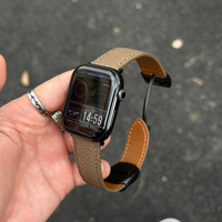 Magnetic Buckle Pebbled Genuine Leather Band for Apple Watch
