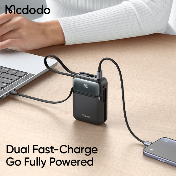 Mcdodo MC-993 45W PrimeKit Duo-Digi Power Bank With Built-in Dual Cable 20000mAh