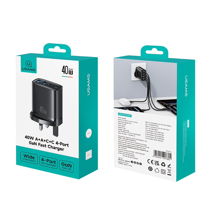 USAMS CC332 T70 40W 4-Port GaN Fast Charger