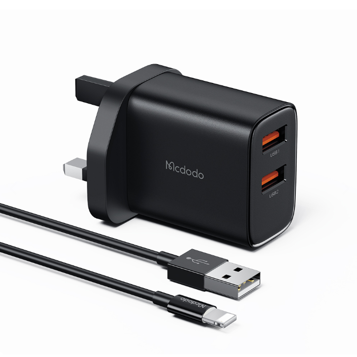 Mcdodo Dual USB-A Charger Kit 12W USB-A to Lightning Cable