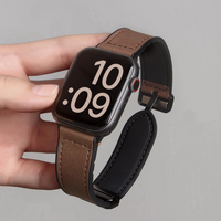 Magnetic Folding Buckle PU Leather Band for Apple Watch
