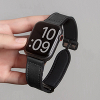 Magnetic Folding Buckle PU Leather Band for Apple Watch