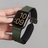 Magnetic Folding Buckle PU Leather Band for Apple Watch