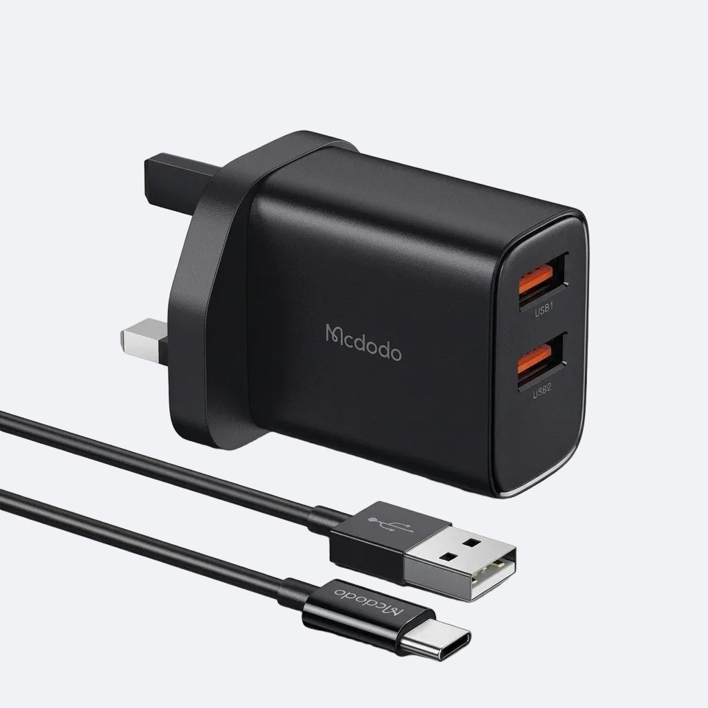 Mcdodo Dual USB-A Charger Kit Adapter 12W USB-A to C Cable