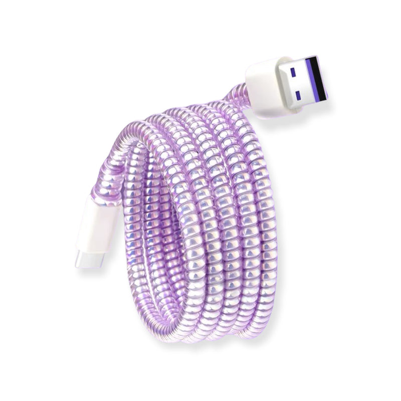 Plating 1.1M Cable Charger Protector Earphone USB Data Line Protector Spiral Cable Wrap Strain Relief Cord 數據線保護套